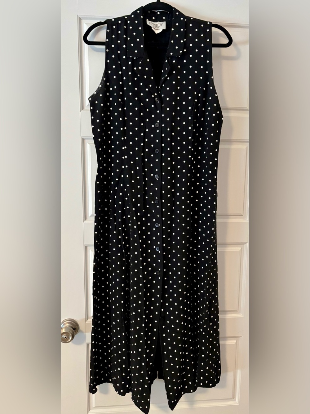 Jessica Black and White Polka Dot Sleeveless Dress